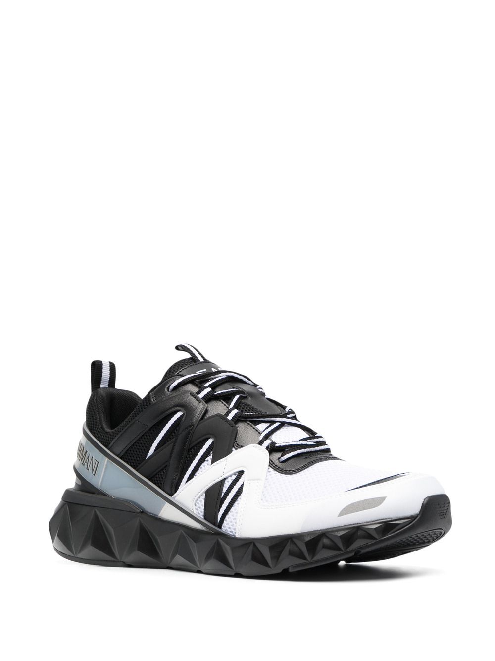 阿玛尼(armani)ea男鞋运动鞋黑白渐变撞色徽标拼接老爹鞋休闲鞋 黑色