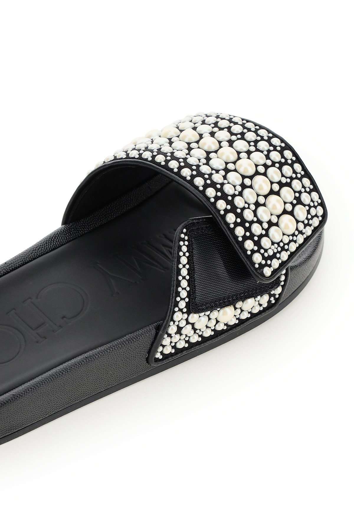 jimmychoo周仰杰吉米周奢侈品女鞋珍珠宽带拖鞋凉拖fitzfzwy黑色36