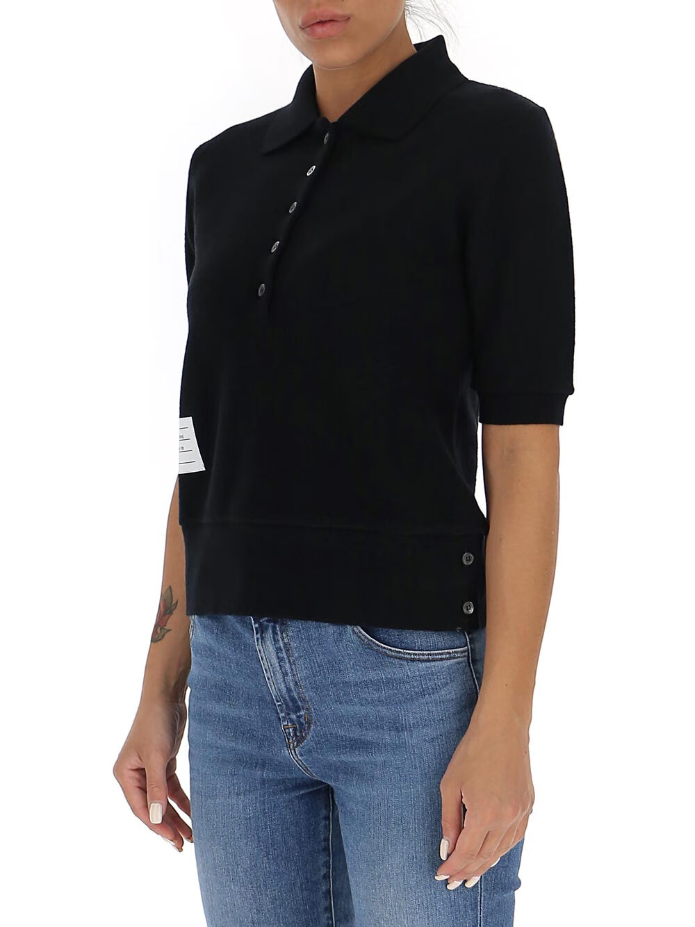 汤姆 布朗(thom browne)女款女士黑色短袖t恤 fjp039a 黑色 44【图片