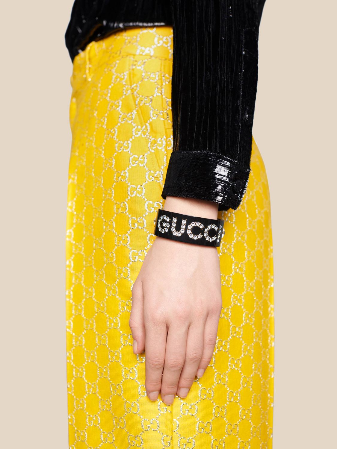 gucci/古驰女款女士黑色印花手环627956 i12go 黑色 l【图片 价格