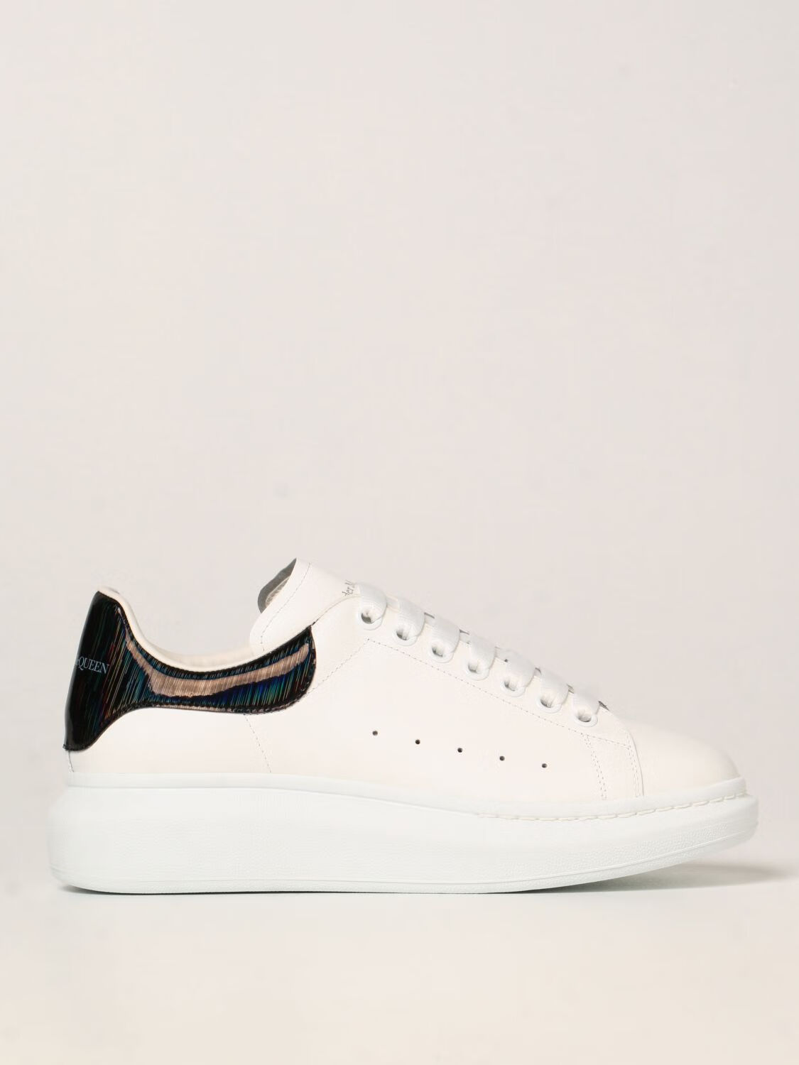 亚历山大麦昆(alexander mcqueen)男鞋小白鞋白色皮质荧光黑色黑尾