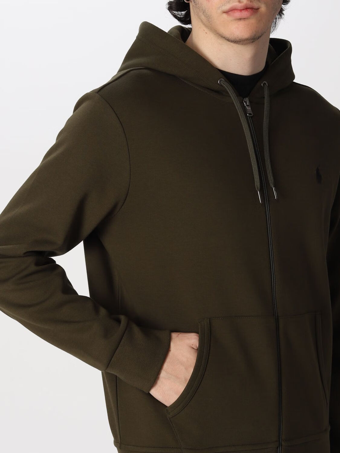 保罗拉夫劳伦poloralphlauren男士墨绿色棉质拉链长袖连帽衫外套军