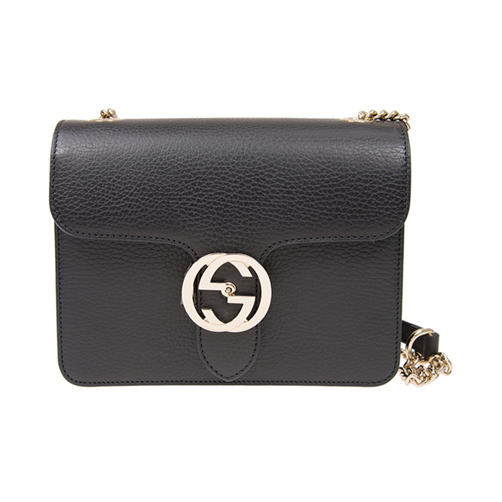 gucci古驰女款女士灰色牛皮链条小号风琴包斜挎包510304黑色小号