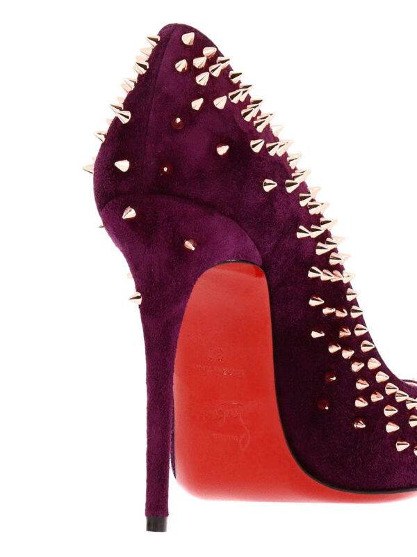 christian louboutin克里斯提·鲁布托/cl红底鞋紫红色铆钉高跟鞋 深