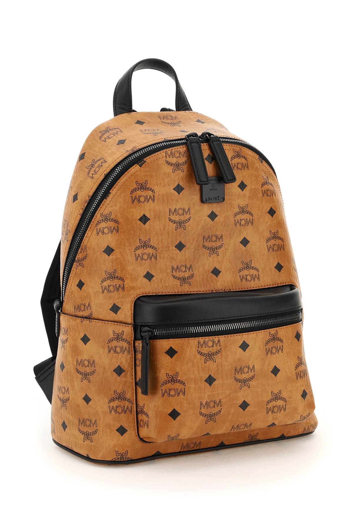 mcm男款男士棕色字母logo印花拉链双肩包 mmkcsve02 棕色 均码【图片