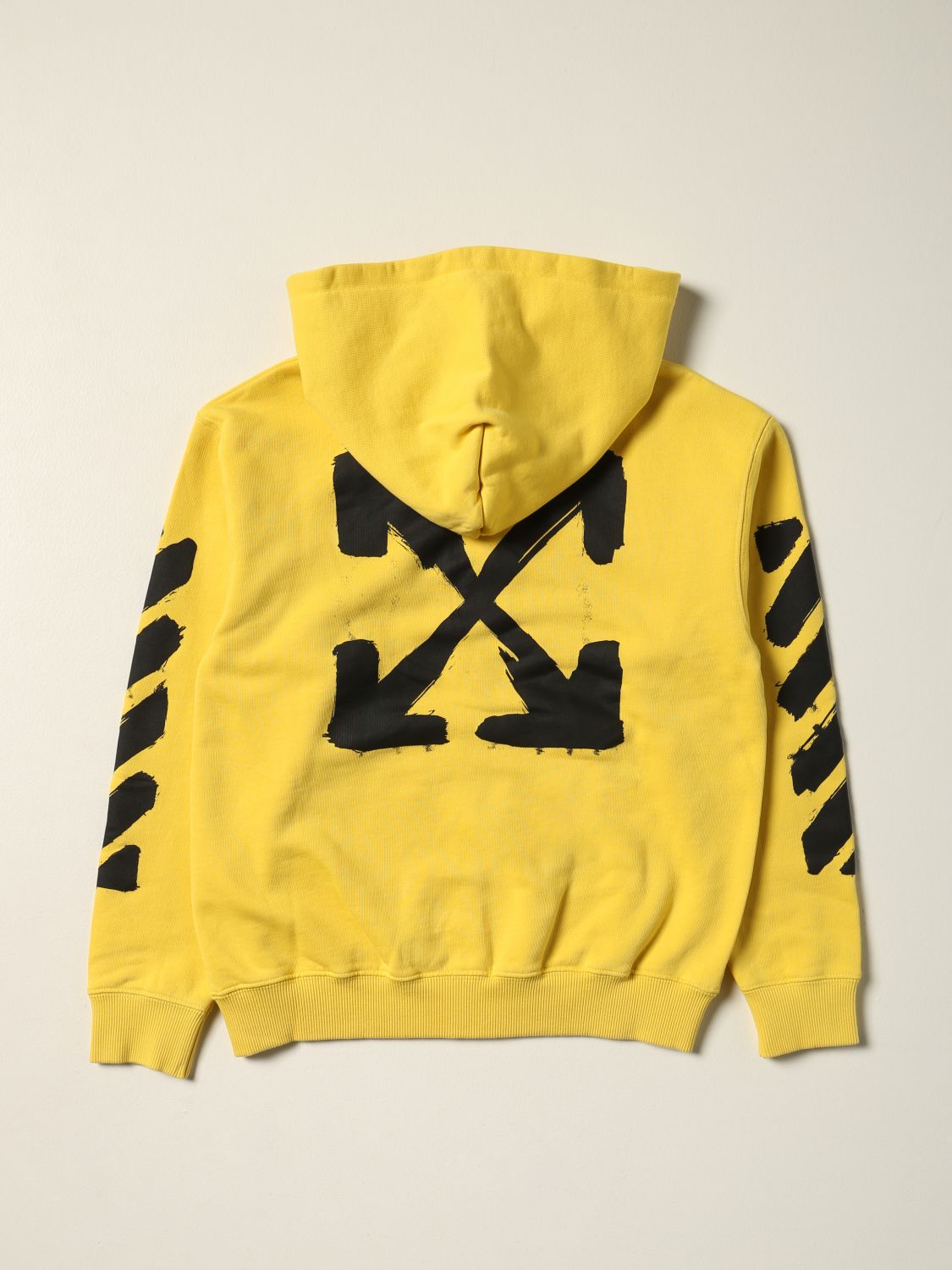 off white女童黄色连帽休闲外套ogbe001f21 黄色 4【图片 价格 品牌