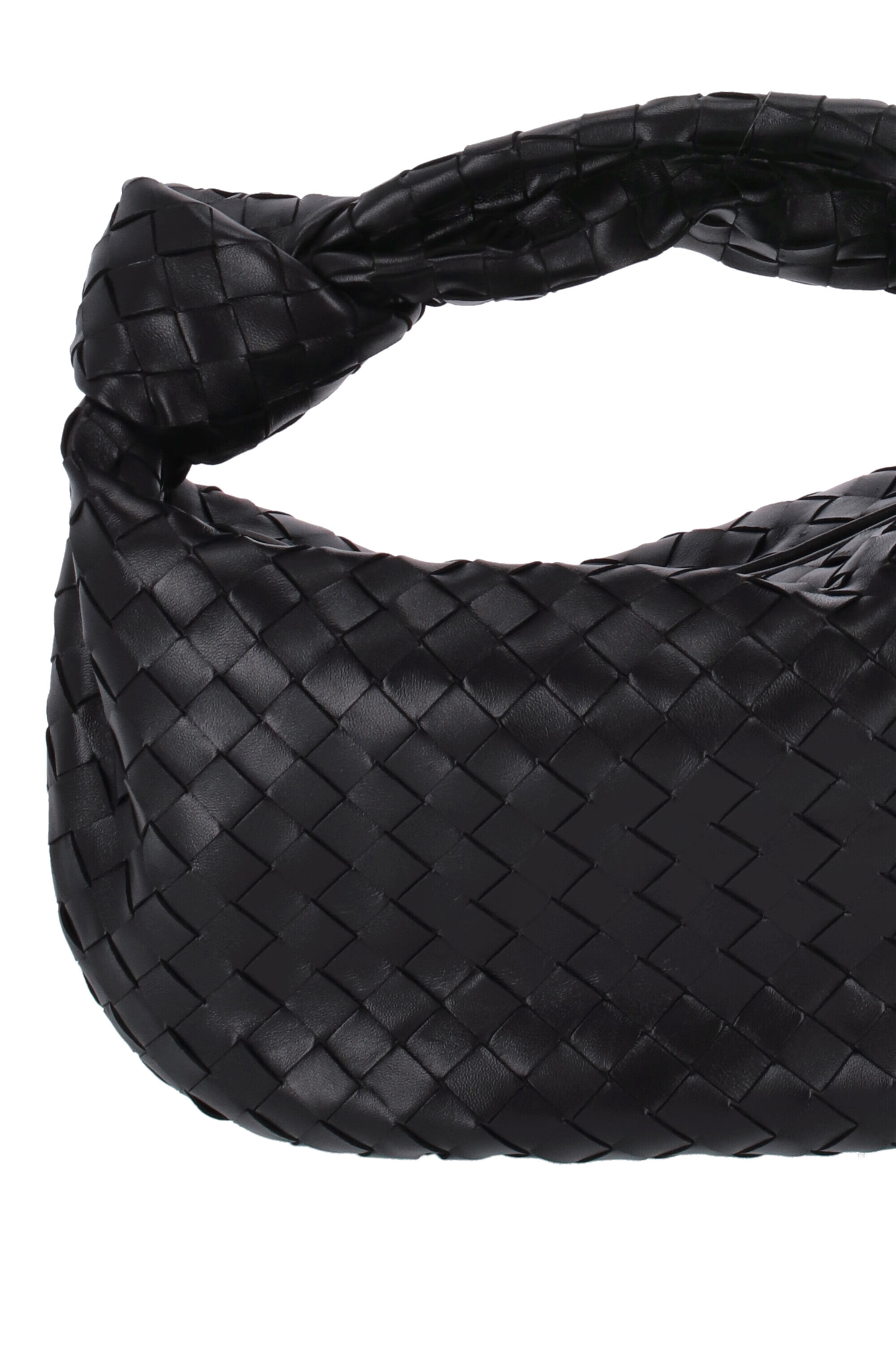 葆蝶家(bottega veneta)bv一线女包女士黑色皮质编织菜篮包手提包