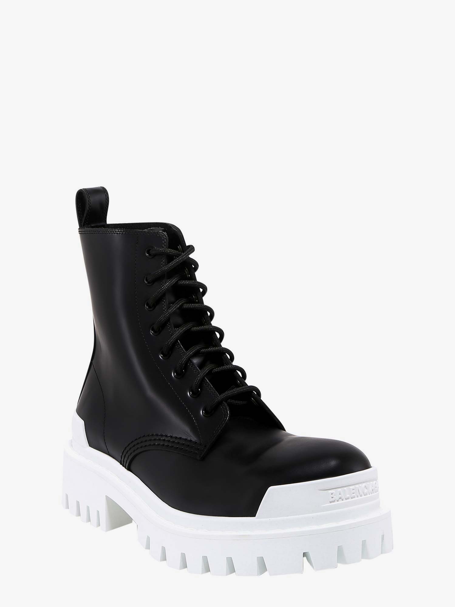 balenciaga/巴黎世家奢侈品女鞋女士黑白撞色系带短靴靴子 黑色 39