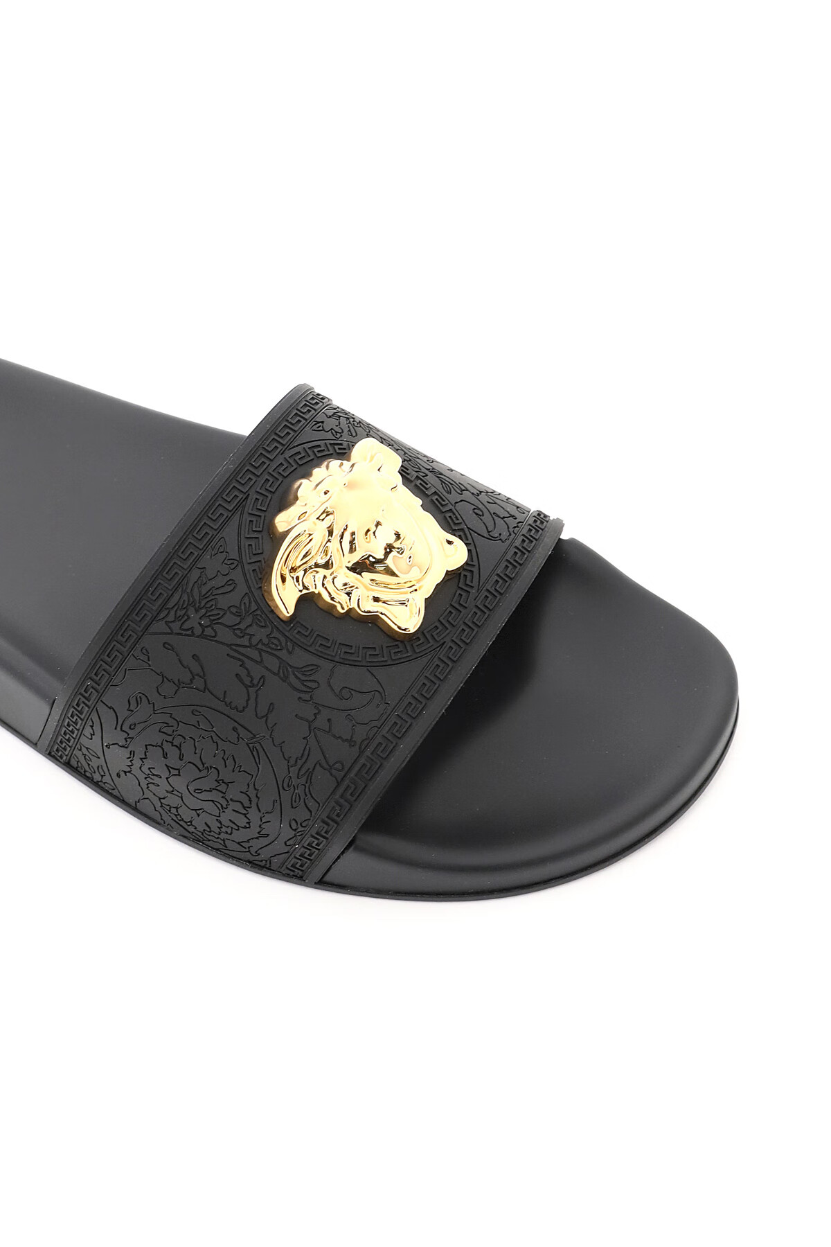 versace/范思哲新款女士黑色美杜莎浮雕休闲拖鞋 1004190 dgom8 黑色