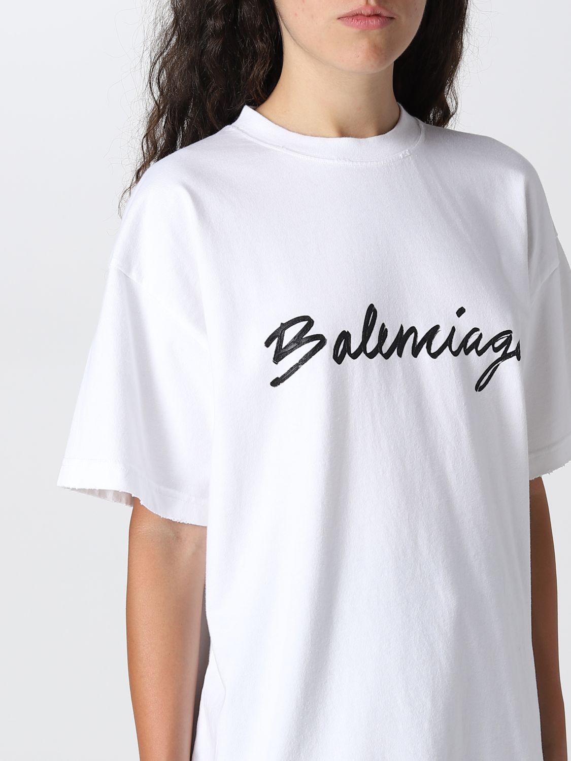 balenciaga巴黎世家奢侈品女装女士新款白色logo字母印花短袖t恤 白色