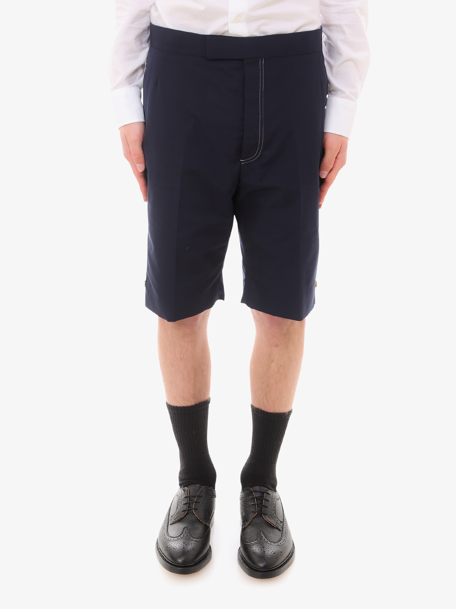 汤姆 布朗(thom browne)tb男士蓝色聚酯棉质混纺西裤式短裤 海蓝色 2