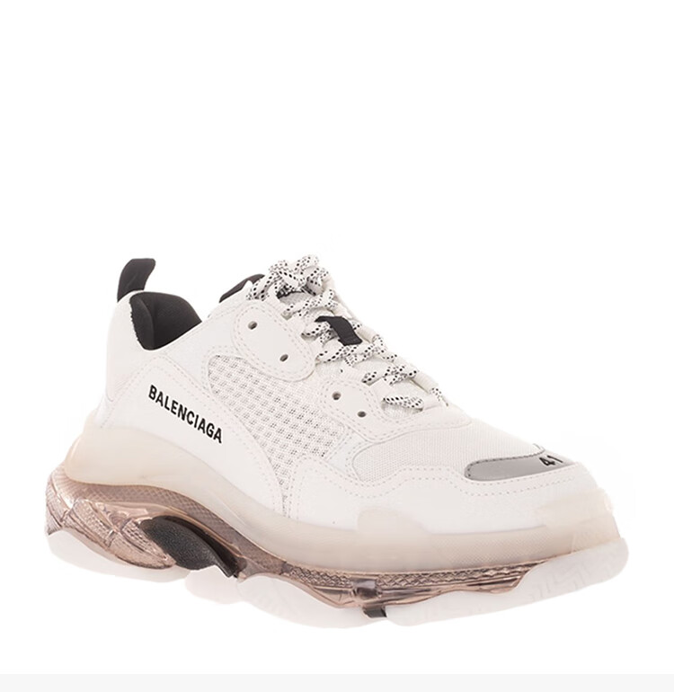 balenciaga/巴黎世家奢侈品男鞋男士白色聚酯拼皮灰色气垫款老爹鞋
