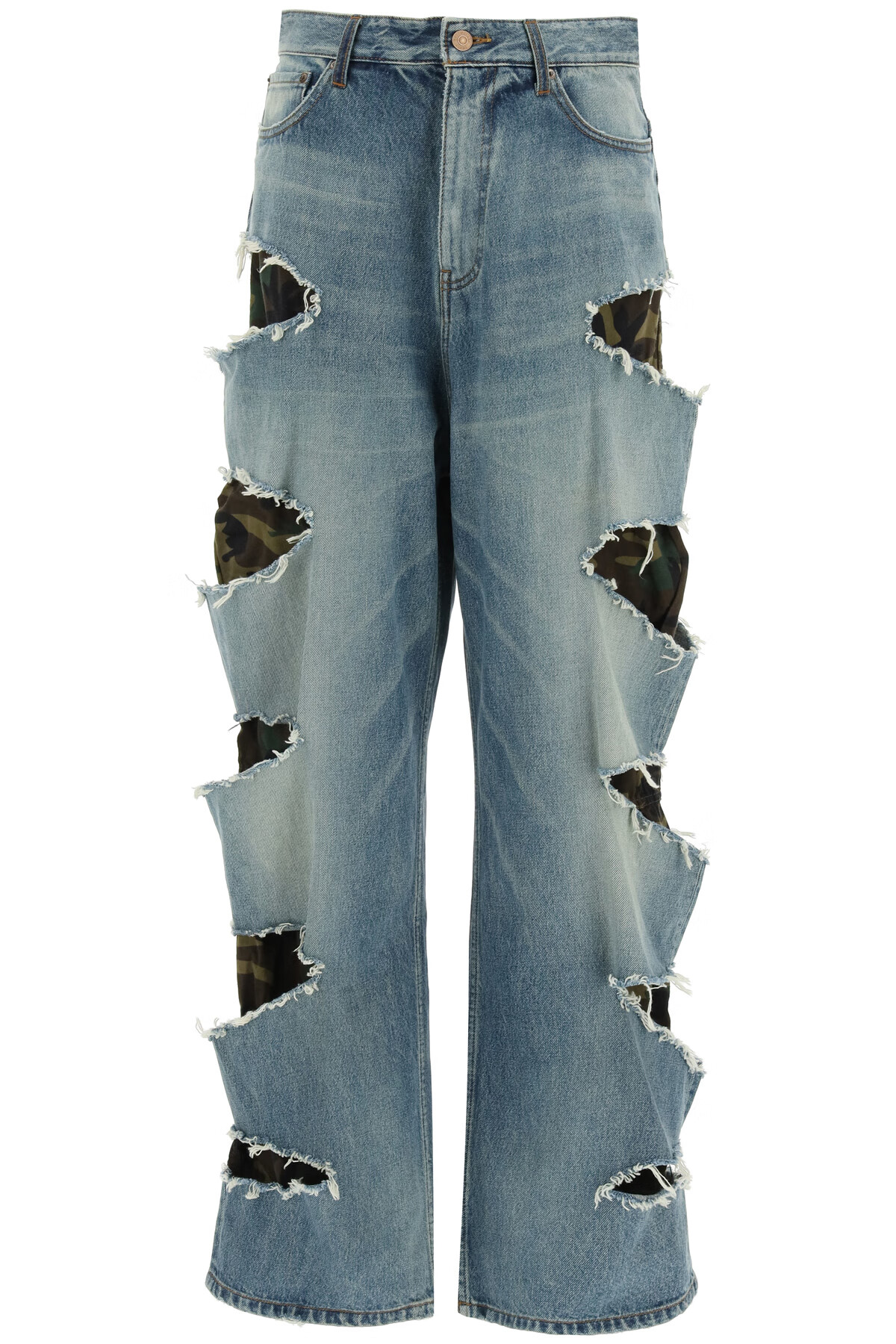 balenciaga巴黎世家奢侈品女装女士蓝色做旧破洞休闲牛仔裤 蓝色 xs