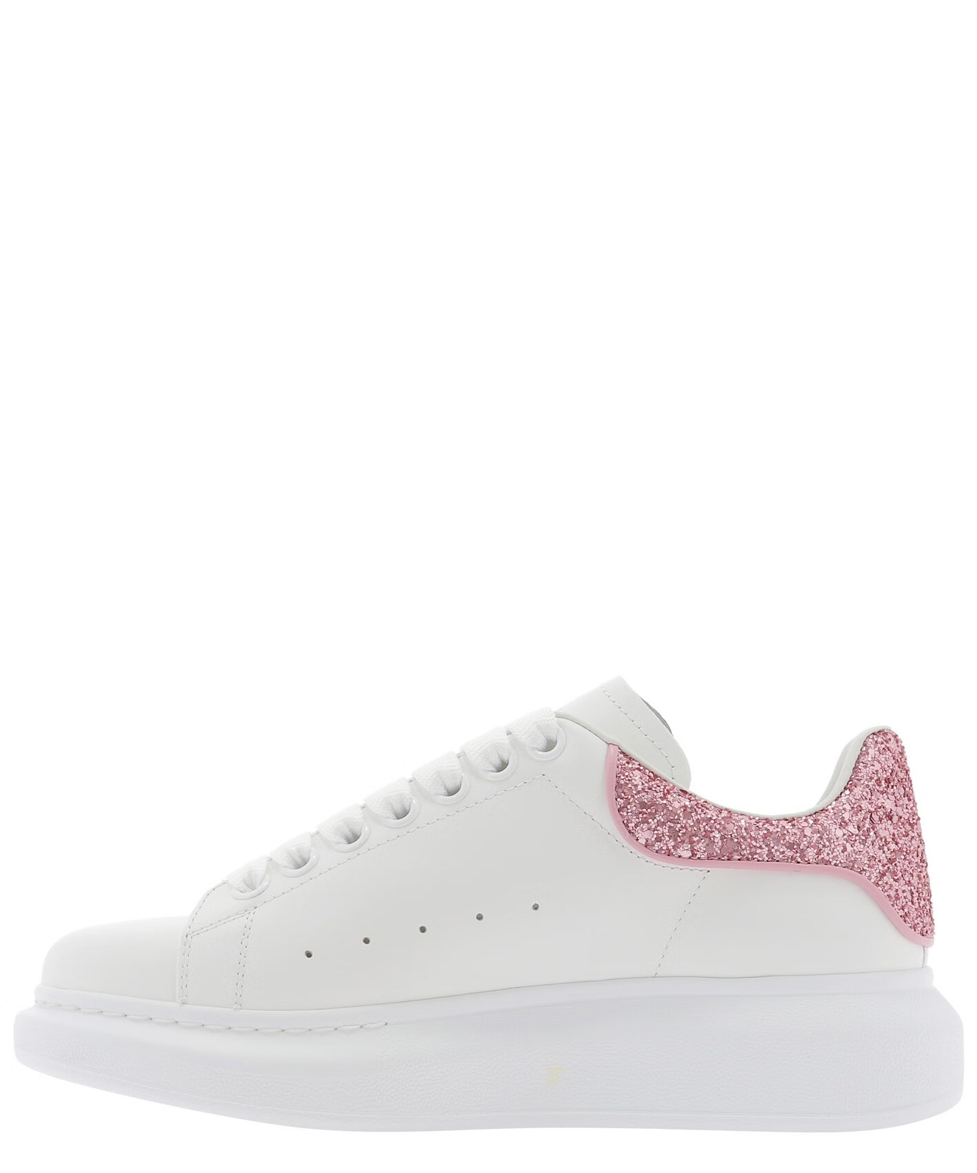 alexander mcqueen/亚历山大·麦昆女士白色粉尾亮片休闲运动鞋小白鞋
