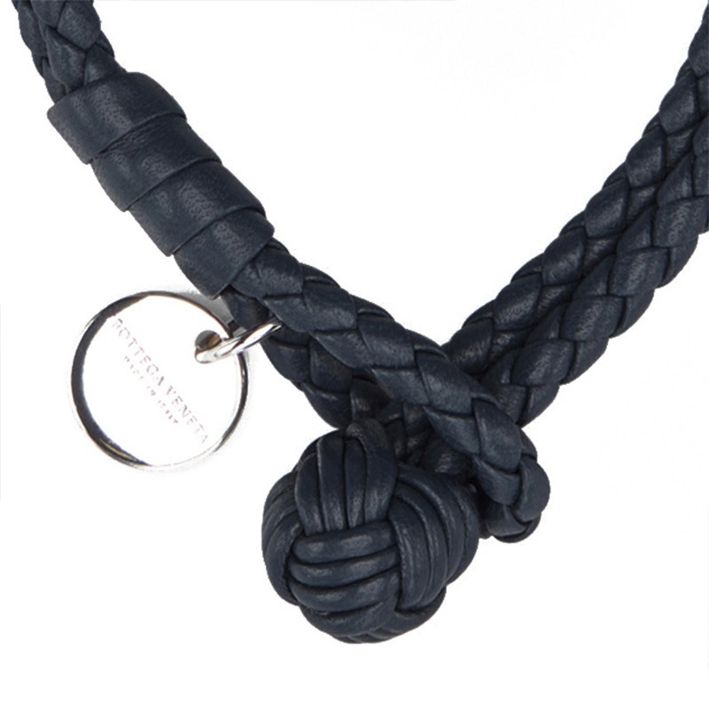 葆蝶家(bottega veneta)bv一线女士深蓝色皮质编织手环 113546v001 深