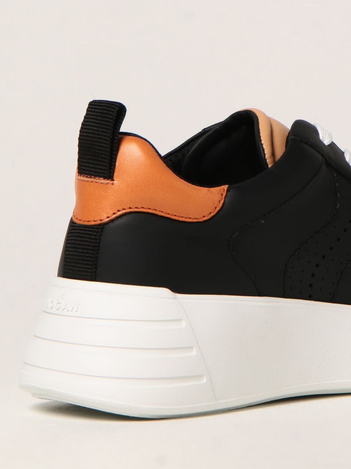 hogan霍根豪格新款女鞋女士黑色皮质系带休闲运动鞋hxw5620ea1黑色39