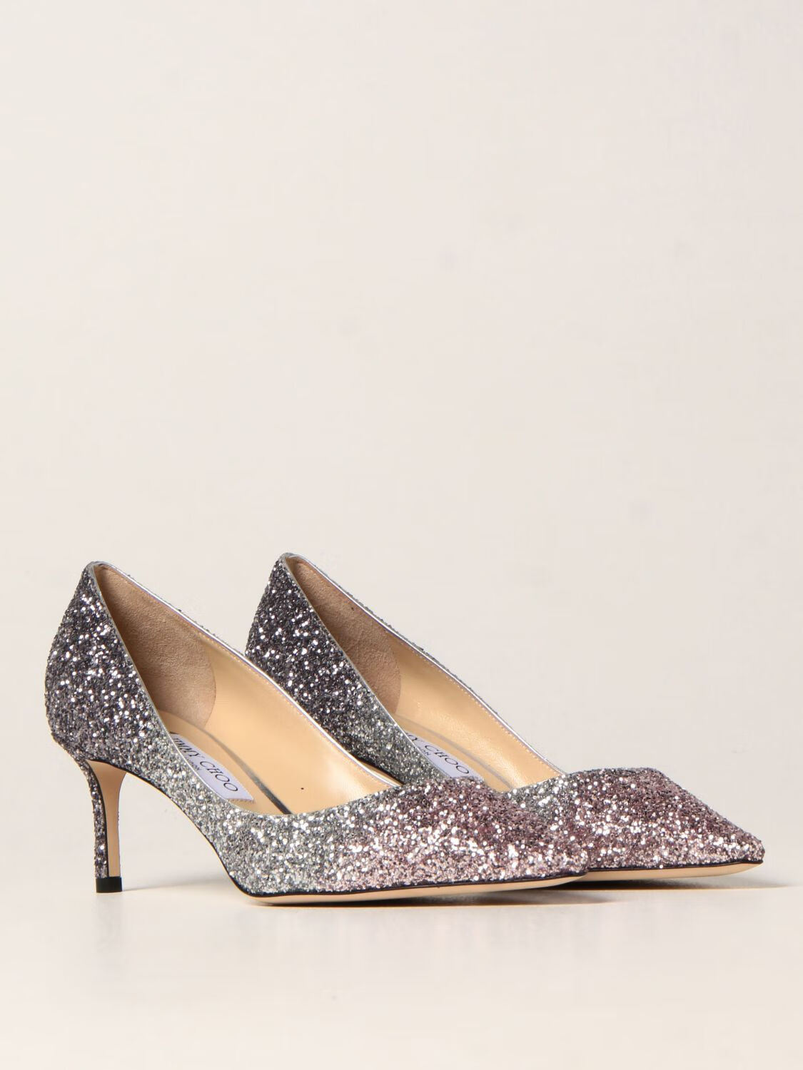 jimmy choo/周仰杰/吉米周女鞋经典高跟鞋romy60粉银撞色尖头单鞋礼服