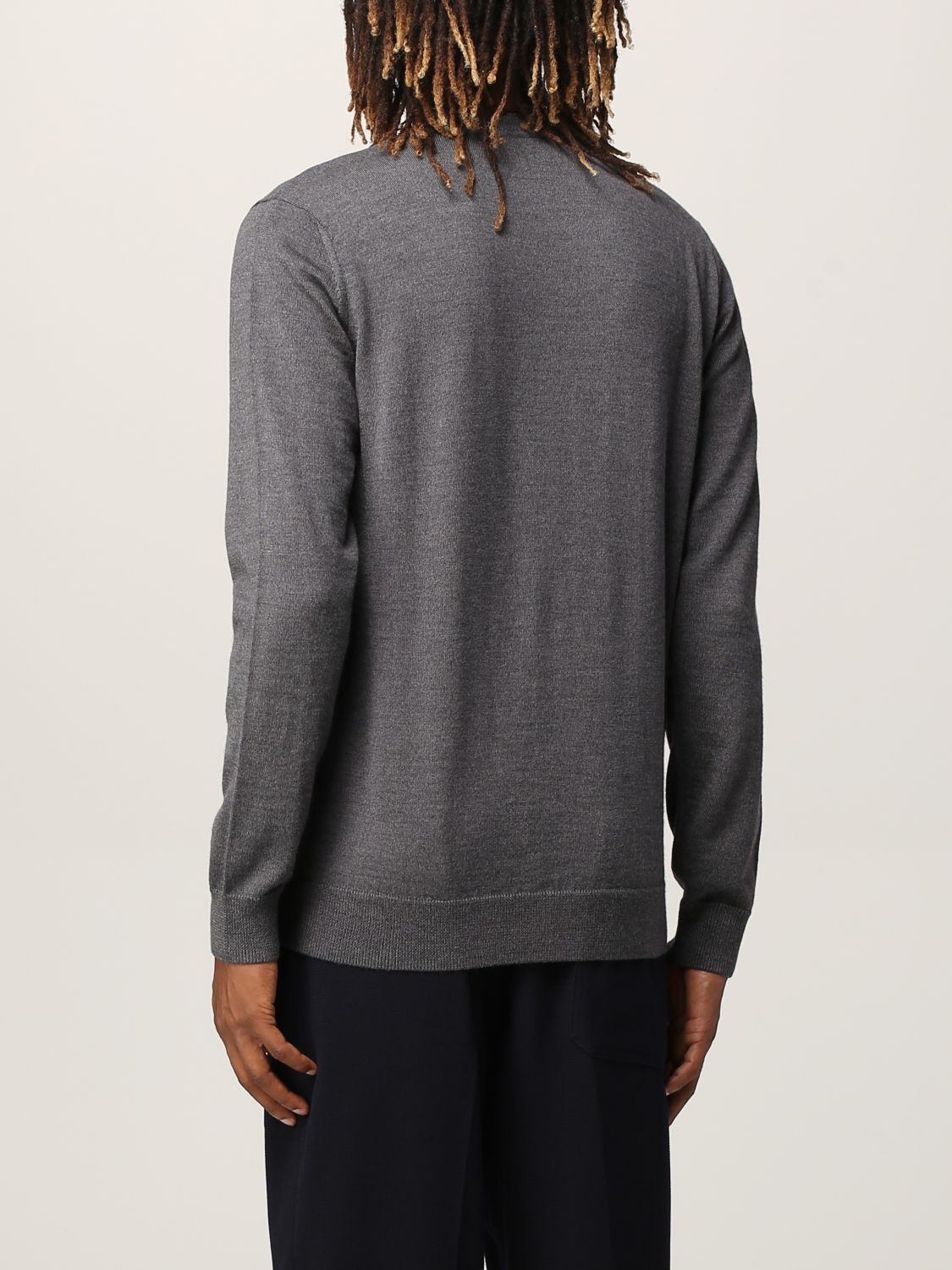 阿玛尼armaniea新款男装针织衫深灰色刺绣羊毛衫毛衣灰色l