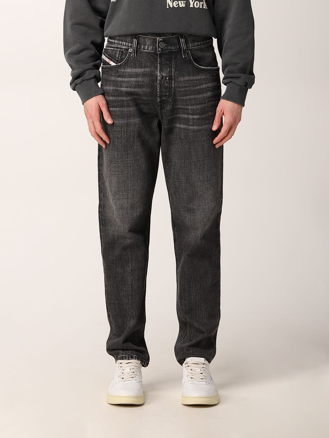 迪赛diesel轻奢男装男士新款黑色猫须纹牛仔裤a03571黑色29