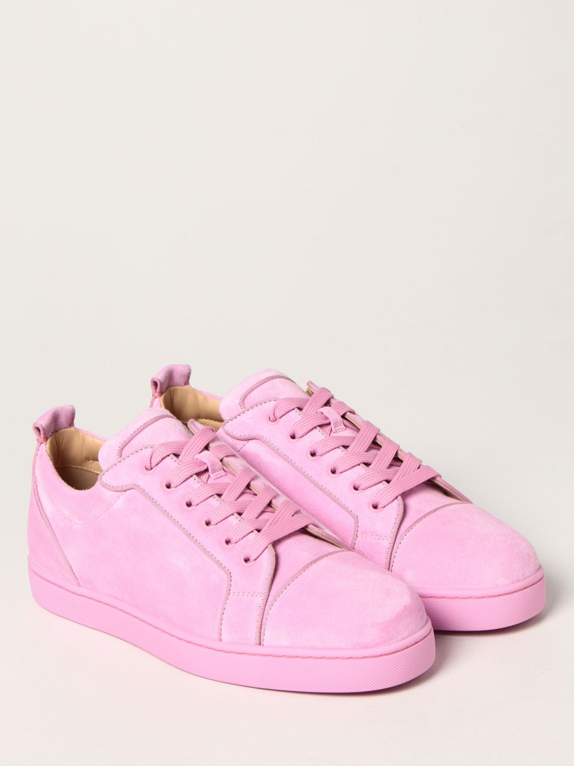 christian louboutin克里斯提·鲁布托/cl红底鞋女士粉色皮质板鞋运动