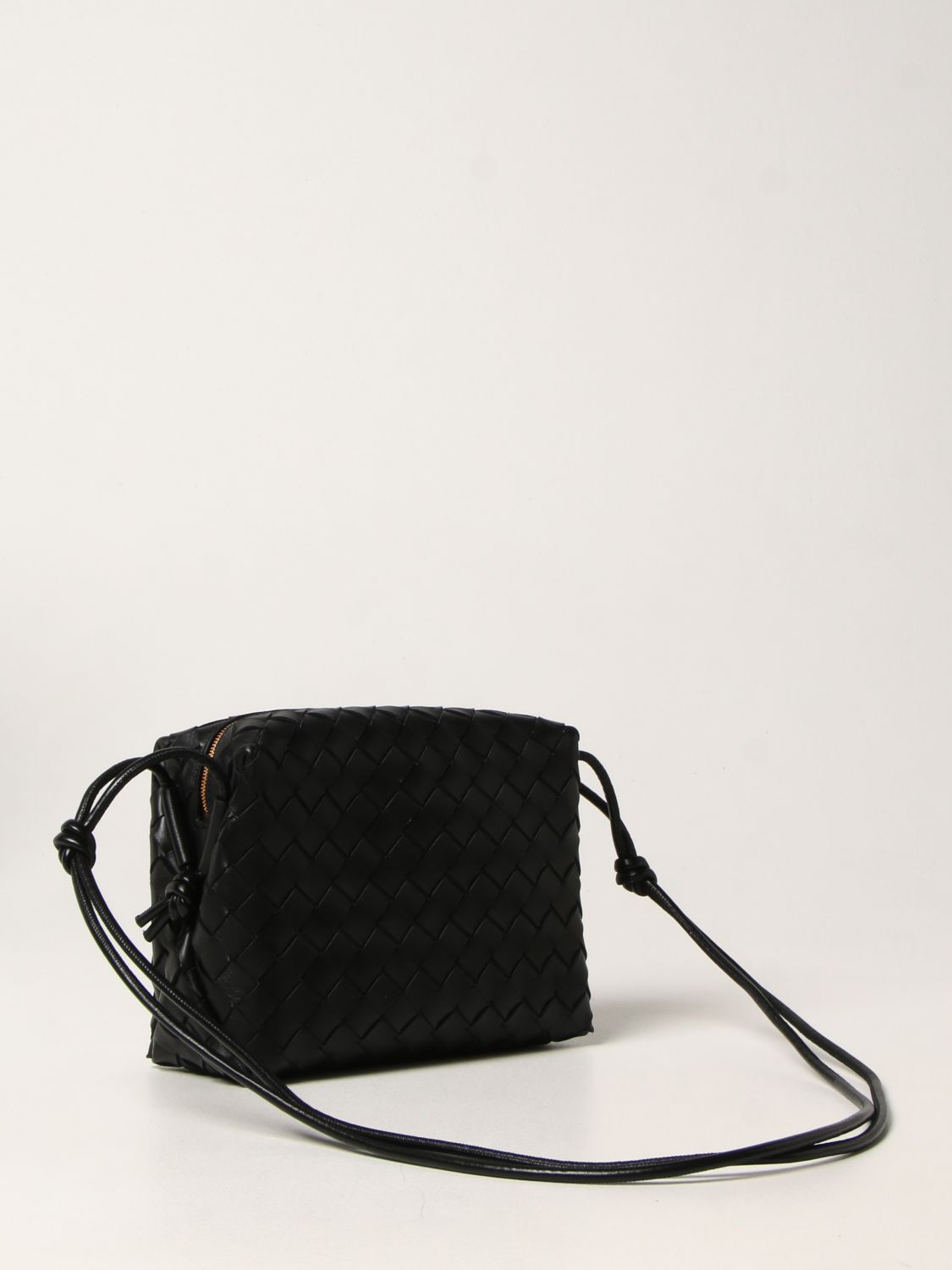 bottegaveneta葆蝶家bv奢侈品女士黑色编织拉链单肩包680255v1g11黑色