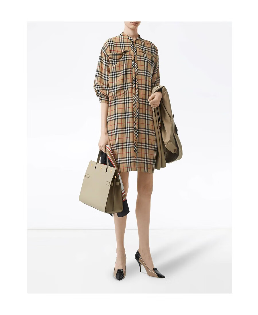 burberry/巴宝莉女款女士米色休闲连衣裙 卡其色 6【图片 价格 品牌