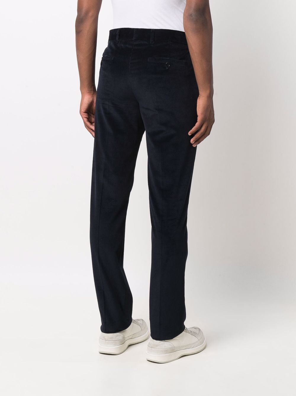 阿玛尼(armani)ea新款男装裤子深蓝色竖纹灯芯绒修身休闲裤长裤 蓝色