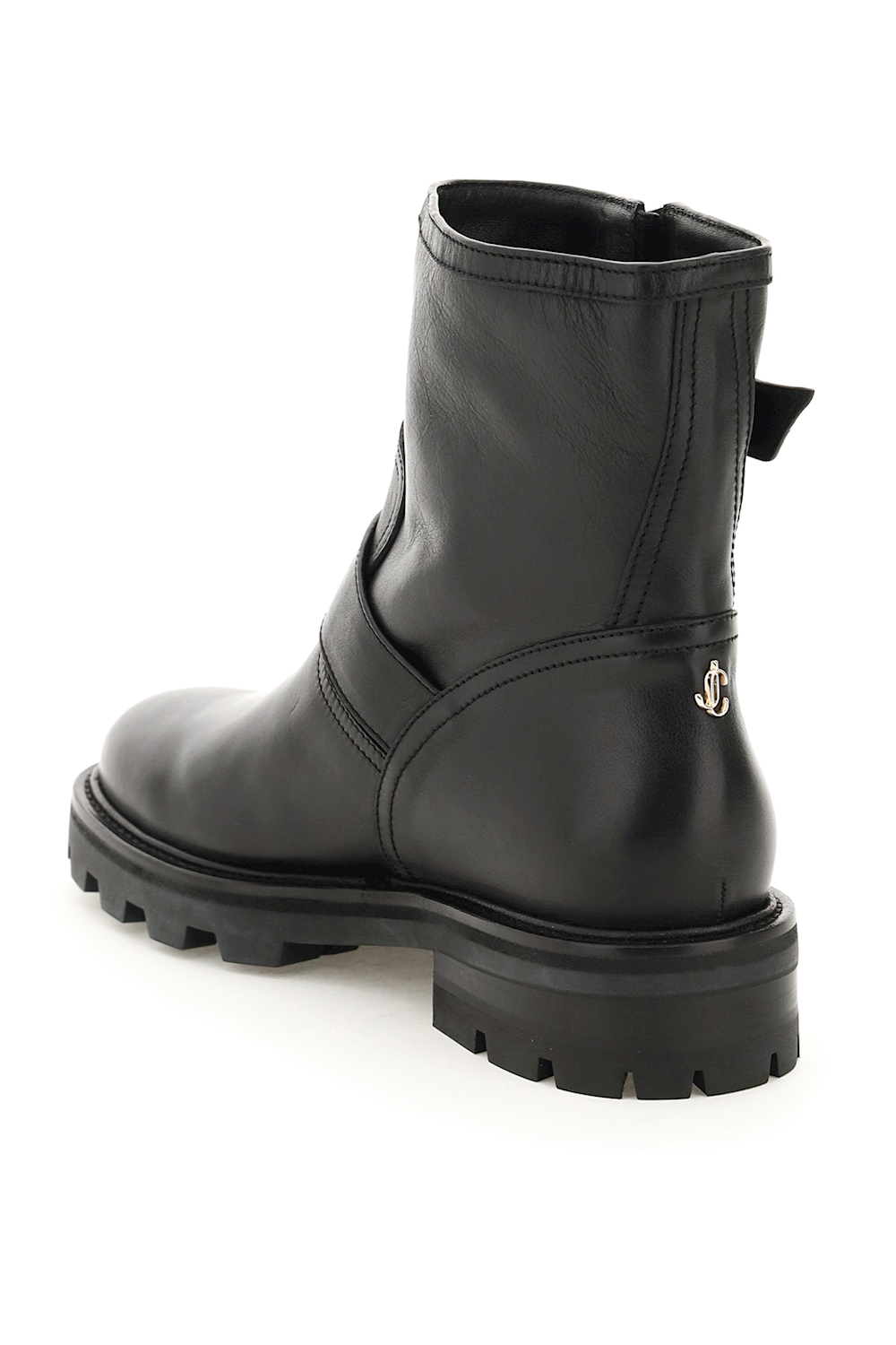 jimmy choo/周仰杰奢侈品女鞋女士新款黑色双针扣短靴皮靴 黑色 36