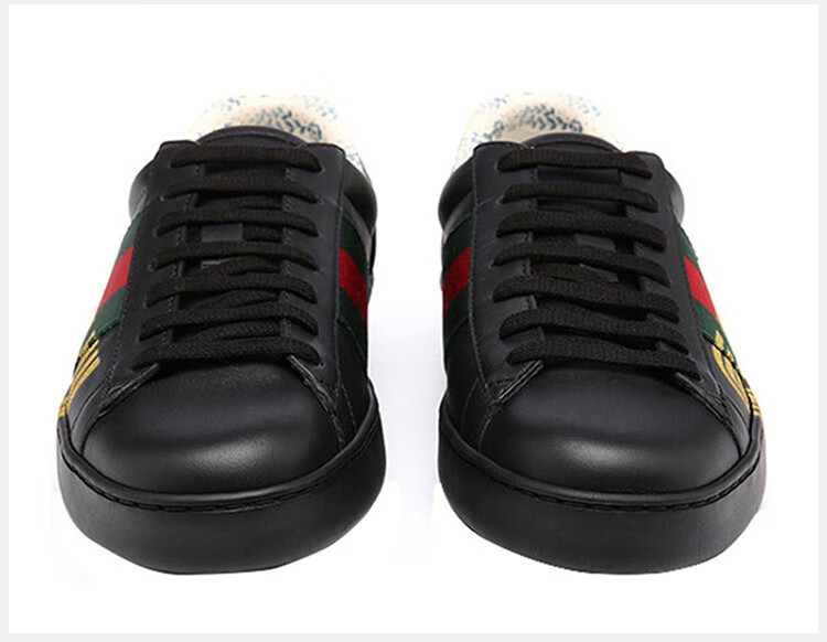 gucci古驰男鞋男士黑色字母花卉印花休闲运动鞋523455黑色55