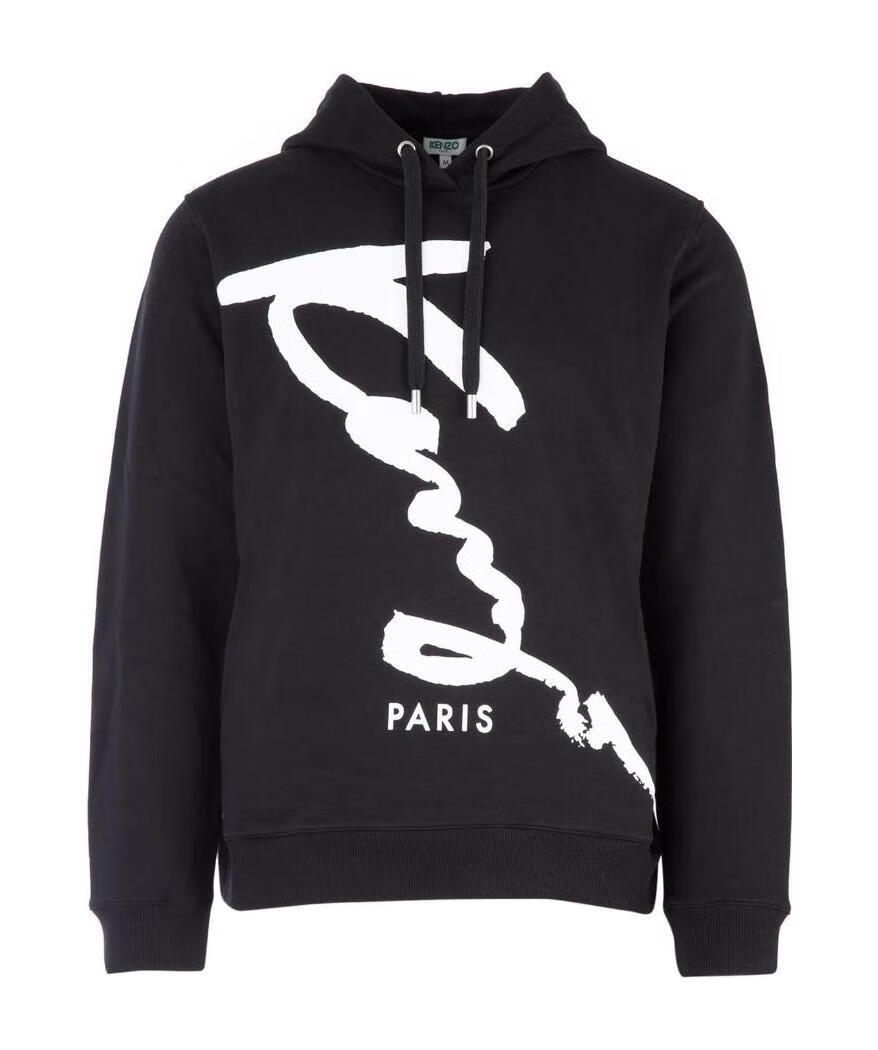 kenzo/高田贤三男士黑色棉质ogo印花长袖连帽卫衣运动衫5sw15 黑色 s