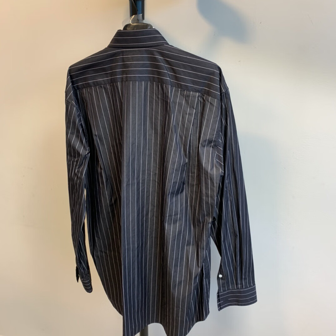 balenciaga巴黎世家奢侈品男装男士 黑色logo条纹衬衫 黑色 37【图片