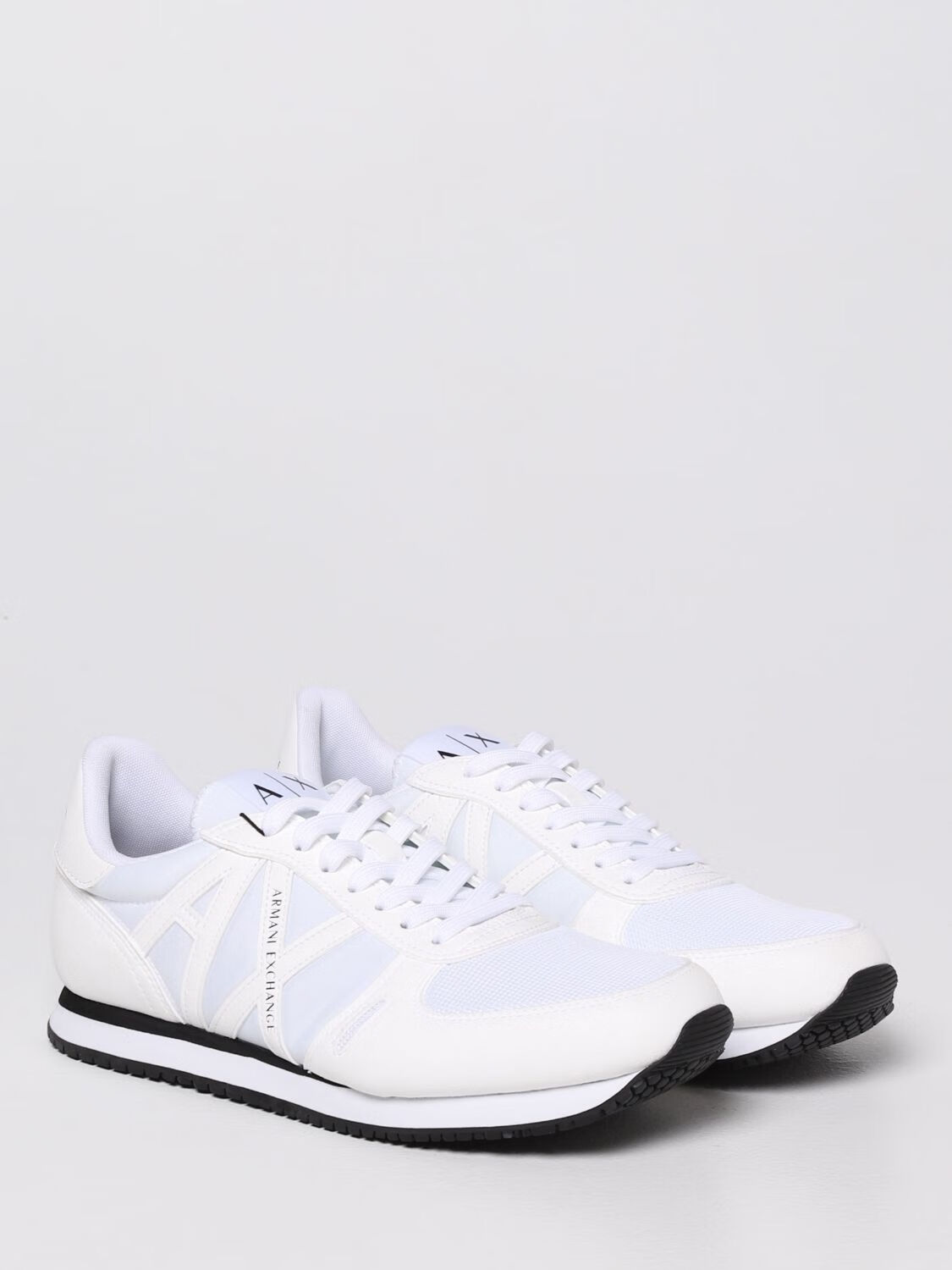 阿玛尼(armani)新款奢侈品a/x男鞋白色撞色徽标休闲鞋小白鞋 白色 10