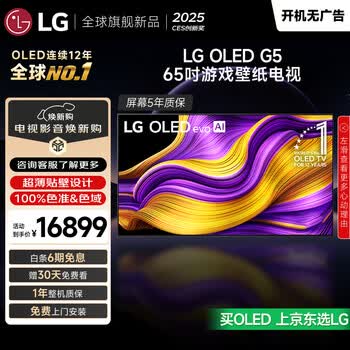 LG电视G5系列 65英寸OLED电视 艺术壁纸电视超薄无缝贴壁165Hz高刷OLED65G5PCA
