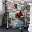 

Ou Runzhe rack bathroom three-layer floor pulley with removable floor towel rack kitchen storage rack debris finishing cart shelf white