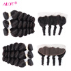 Alot Hair Indian 3 Bundles Loose Wave With Frontal 13X4 Closure 7A Virgin Human Weave alot kopen in de aanbieding