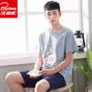 Arctic velvet men&39s pajamas summer short-sleeved shorts cotton Korean men&39s cotton summer thin home service 4670 gray blue L