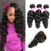Ys Hair Indian Virgin With Closure Loose Wave 3 Bundles Lace Human ys hair kopen in de aanbieding