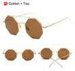 SHAUNA Hexagon Metal Frame Women Square Gafas de sol Fashion Double Bridges Hombres Gafas de lente reflectante