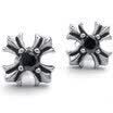 Hpolw Mens Womens CZ Stainless Steel Vintage Celtic Cross Stud Earrings Black Silver