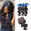 Wyf Virgin Hair Body Wave 3 Bundles With Closure Malaysian Unprocessed Human wyf kopen in de aanbieding