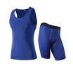 Running Set Wicking Sport Suit Sleeveless Vest T-Shirt Pant Gym MenS Sportswear