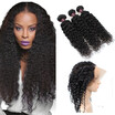 Ishow Hair 7A Brazilian Deep Curly 3 Bundles With 360 Lace Frontal Closure Pre Plucked Baby ishow kopen in de aanbieding