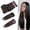 Glary Peruvaian Human Hair 4 Bundles With Closure Silky Straight 100 8A Unprocessed Virgin Extensions Natural Black glary kopen in de aanbieding