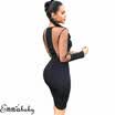 Women Party Casual Splice Long Sleeve Bodycon Mini Dress Ladies Sexy Clubwear