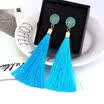 Moda bohemia joyería elegante cristalino pendientes de la borla caída larga cuelga las mujeres