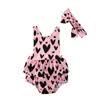 Newborn Toddler Kids Girls Backless Romper Heart Print Ruffles Sleeveless Dress