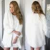 EE UU Mujeres de manga larga chaqueta de piel suelta suéter Outwear chaqueta abrigo suéter superior