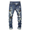 Duopindun New Mens Slim Runway Straight Denim Pants Destroyed Ripped Trousers Jeans duopindun kopen in de aanbieding