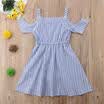 Canis Toddler Kids Baby Girls Striped Off Hombro Romper Vestido Trajes Ropa