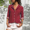 Meihuid Usa Womens Long Sleeve Striped Shirt Casual Tops Ol Laides Loose Blouse Button meihuid kopen in de aanbieding